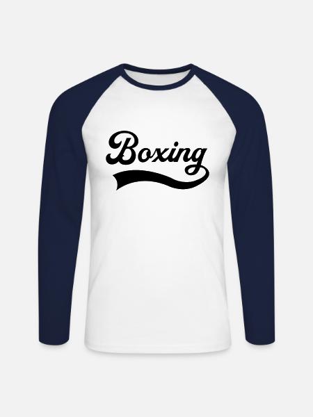 Boxes lettering - Unisex Long Sleeve Baseball T-Shirt - white/navy