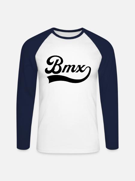 Bmx lettering - Unisex Long Sleeve Baseball T-Shirt - white/navy