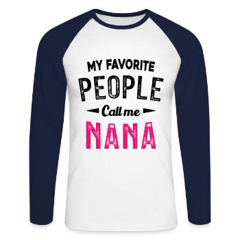 Mes personnes préférées m'appellent Nana - T-shirt baseball manches longues Homme - blanc/marine - Devant - Nik (191cm)