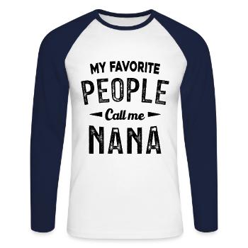 Mes personnes préférées m'appellent Nana - T-shirt baseball manches longues Homme - blanc/marine - Devant - Nik (191cm)
