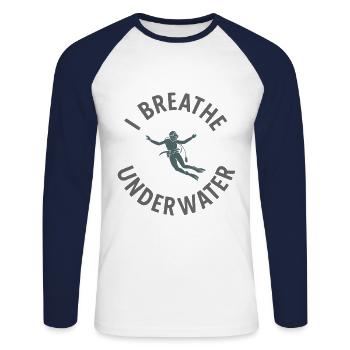Apnoetaucher Freitaucher Taucher - Unisex Baseballshirt langarm - Weiß/Navy - Vorne - Nik (191cm)