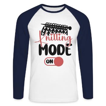 Knitting Knitter Knitting Mode On - Unisex Baseballshirt langarm - Weiß/Navy - Vorne - Nik (191cm)