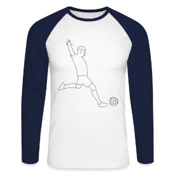 Footballeurs - T-shirt baseball manches longues Homme - blanc/marine - Devant - Nik (191cm)