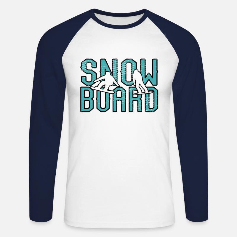 Snowboard - Unisex Baseballshirt langarm - Weiß/Navy