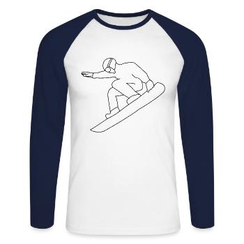 Snowboarding Snowboarder - Unisex Long Sleeve Baseball T-Shirt - white/navy - Front - Nik (191cm)