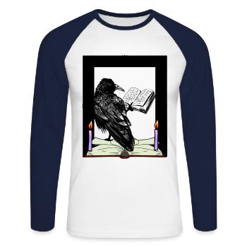 Raven Book Books Scholarly Learning Studying University - Unisex Long Sleeve Baseball T-Shirt - white/navy - Front - Nik (191cm)