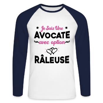 Femme je suis une avocate avec option râleuse - T-shirt baseball manches longues Homme - blanc/marine - Devant - Nik (191cm)