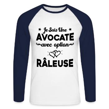 Femme je suis une avocate avec option râleuse - T-shirt baseball manches longues Homme - blanc/marine - Devant - Nik (191cm)