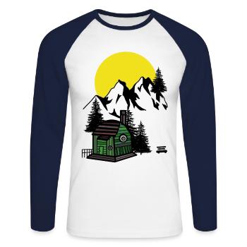 Mountains Moonlight Emotion Loneliness Silent Mountains - Unisex Long Sleeve Baseball T-Shirt - white/navy - Front - Nik (191cm)
