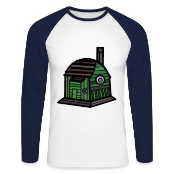 Maison de jardin maison maison de maison de vie construire propriété - T-shirt baseball manches longues Homme - blanc/marine - Devant - Nik (191cm)
