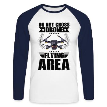Do Not Cross Drone Flying Area Drone Pilot Quadcop - Unisex Long Sleeve Baseball T-Shirt - white/navy - Front - Nik (191cm)