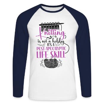Knitting Knitter Knitting Is Not A - Unisex Long Sleeve Baseball T-Shirt - white/navy - Front - Nik (191cm)