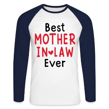 Mother's Day Best Mother in law Ever - Unisex Long Sleeve Baseball T-Shirt - white/navy - Front - Nik (191cm)