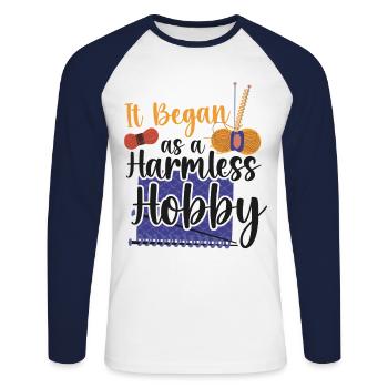 Knitting Knitter It Began As A - Unisex Long Sleeve Baseball T-Shirt - white/navy - Front - Nik (191cm)
