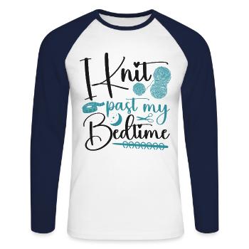 Tricoter Tricoter Je Tricote Passé mon - T-shirt baseball manches longues Homme - blanc/marine - Devant - Nik (191cm)