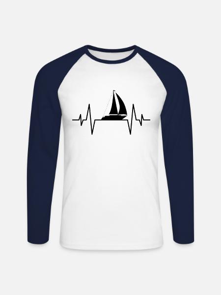 Boot Herzschlag - Unisex Baseballshirt langarm - Weiß/Navy