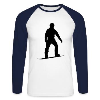 Silhouette de snowboard - T-shirt baseball manches longues Homme - blanc/marine - Devant - Nik (191cm)
