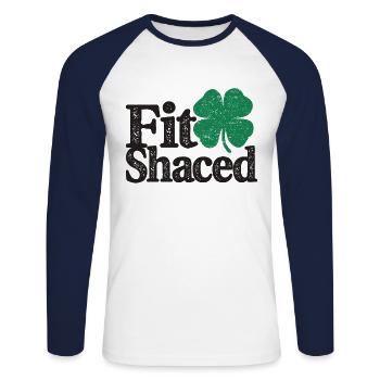 Fit Shaced Funny Irish Drinking St Patricks Day - Unisex Long Sleeve Baseball T-Shirt - white/navy - Front - Nik (191cm)