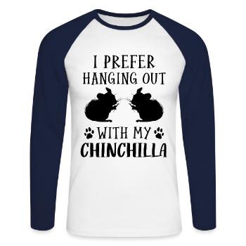 I Prefer Hanging Out With My Chinchilla - Unisex Long Sleeve Baseball T-Shirt - white/navy - Front - Nik (191cm)