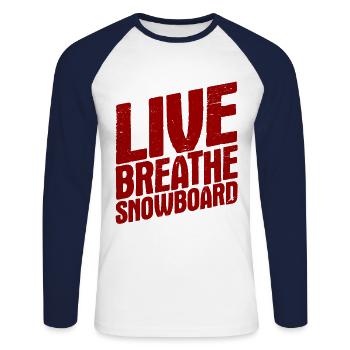 Snowboard Spruch für Snowboarder - Unisex Baseballshirt langarm - Weiß/Navy - Vorne - Nik (191cm)