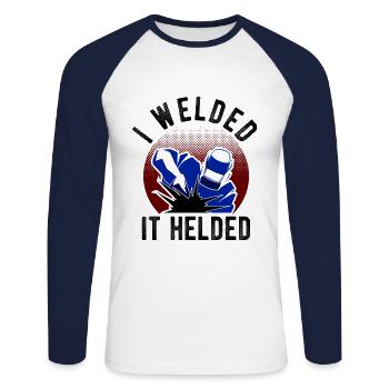 Schweißen Für Schweißer - Unisex Baseballshirt langarm - Weiß/Navy - Vorne - Nik (191cm)