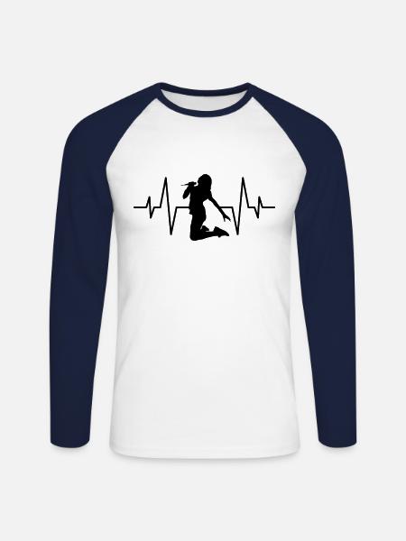 Singing singer heartbeat - Unisex Long Sleeve Baseball T-Shirt - white/navy