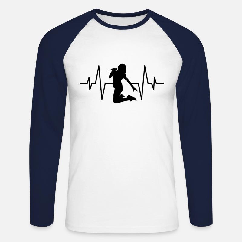 Singing singer heartbeat - Unisex Long Sleeve Baseball T-Shirt - white/navy