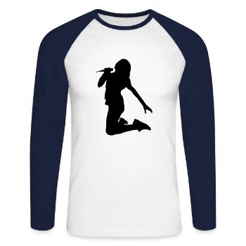 Singen Sängerin Silhouette - Unisex Baseballshirt langarm - Weiß/Navy - Vorne - Nik (191cm)