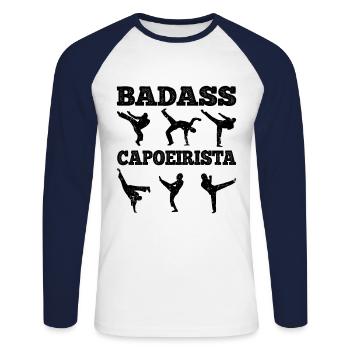 Capoeira - Unisex Baseballshirt langarm - Weiß/Navy - Vorne - Nik (191cm)