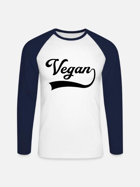 Vegan lettering - Unisex Long Sleeve Baseball T-Shirt - white/navy
