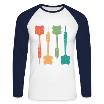Retro Graphic Dart Player Darts Dartboard Bullseye - Unisex Long Sleeve Baseball T-Shirt - white/navy - Front - Nik (191cm)