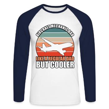 Aircraft Mechanic Dad - Unisex Long Sleeve Baseball T-Shirt - white/navy - Front - Nik (191cm)