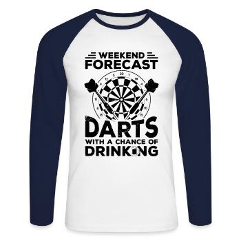 Weekend Forecast Darts With A Chance Of Drinking D - Unisex Long Sleeve Baseball T-Shirt - white/navy - Front - Nik (191cm)
