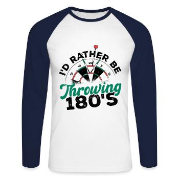 I'd Rather Be Throwing Darts And Board Dartplayer - Unisex Long Sleeve Baseball T-Shirt - white/navy - Front - Nik (191cm)