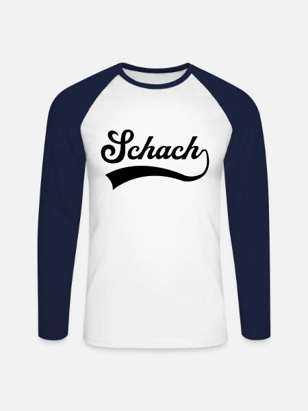 Schach Schriftzug - Unisex Baseballshirt langarm - Weiß/Navy