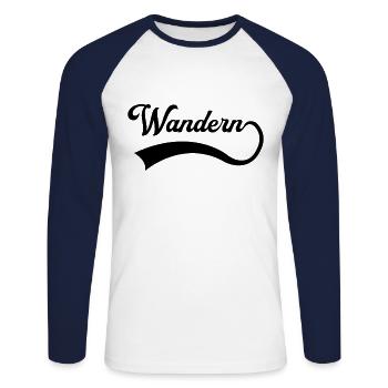 Wandern Schriftzug - Unisex Baseballshirt langarm - Weiß/Navy - Vorne - Nik (191cm)
