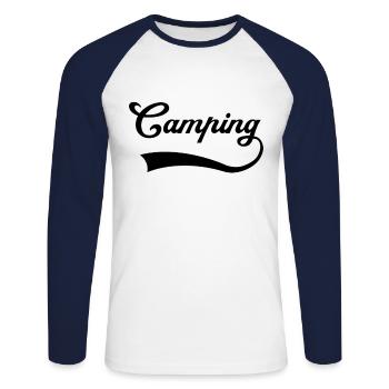 Camping lettering - Unisex Long Sleeve Baseball T-Shirt - white/navy - Front - Nik (191cm)