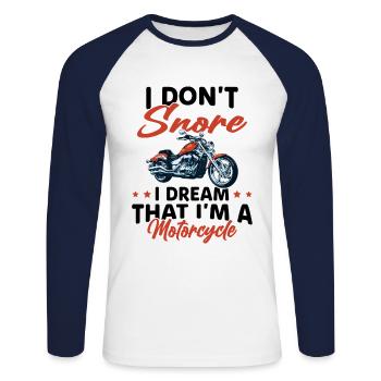 Je Ne Ronfle Pas Je Rêve Que Je Suis Une Moto - T-shirt baseball manches longues Homme - blanc/marine - Devant - Nik (191cm)