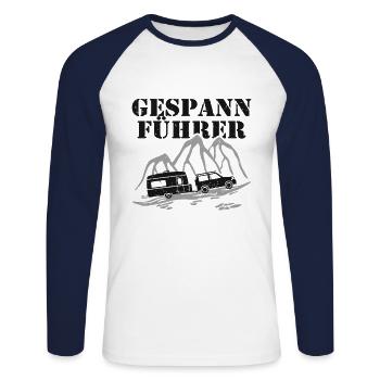 Wohnwagen Gespann Fahrer Führer - Unisex Baseballshirt langarm - Weiß/Navy - Vorne - Nik (191cm)