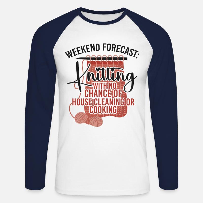 Knitting Knitter Weekend Forecast: - Unisex Baseballshirt langarm - Weiß/Navy