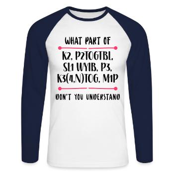Tricoter Tricoter Quelle Partie De K2, - T-shirt baseball manches longues Homme - blanc/marine - Devant - Nik (191cm)