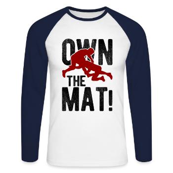 Grappling Martial Arts Wrestling - Unisex Baseballshirt langarm - Weiß/Navy - Vorne - Nik (191cm)
