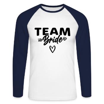 Team Braut Bride - Unisex Long Sleeve Baseball T-Shirt - white/navy - Front - Nik (191cm)
