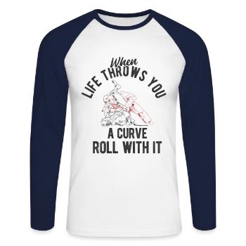 BJJ Jiu Jitsu - Unisex Baseballshirt langarm - Weiß/Navy - Vorne - Nik (191cm)