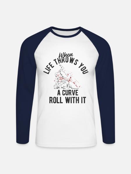 BJJ Jiu Jitsu - Unisex Baseballshirt langarm - Weiß/Navy