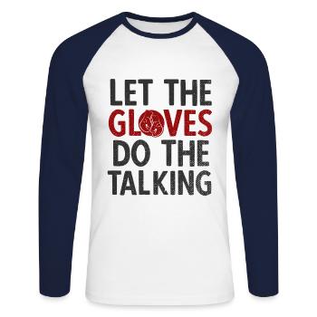 Boxsport Boxing - Unisex Baseballshirt langarm - Weiß/Navy - Vorne - Nik (191cm)
