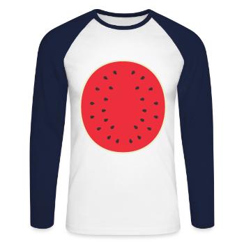 Melonen Wassermelone Melonenscheibe Watermelon - Unisex Baseballshirt langarm - Weiß/Navy - Vorne - Nik (191cm)