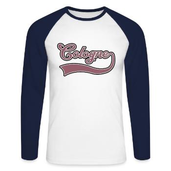 Lettrage de Cologne - T-shirt baseball manches longues Homme - blanc/marine - Devant - Nik (191cm)