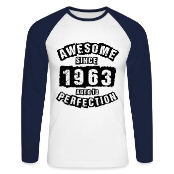 60 birthday 60 years born in 1963 - Unisex Long Sleeve Baseball T-Shirt - white/navy - Front - Nik (191cm)