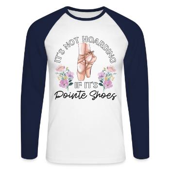 Ballet Dancer Dance Girl Ballerina - Unisex Long Sleeve Baseball T-Shirt - white/navy - Front - Nik (191cm)